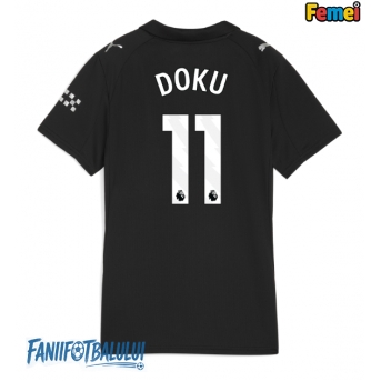 Manchester City Jeremy Doku #11 Tricou Fotbal Replică 2025-26 Femei Deplasare